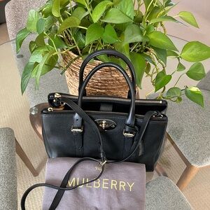 Authentic Mulberry Small Bayswater Double Zip Satchel bag in Black